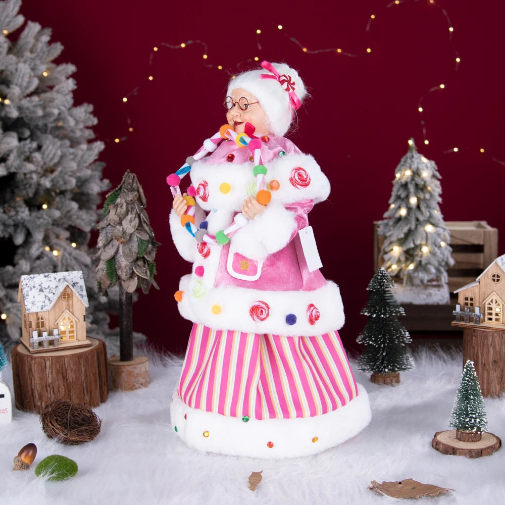 Santa Claus Granny Doll 50cm Standing Santa Claus Ornament Christmas Scene Doll Decoration 2024 Christmas Gift For Children