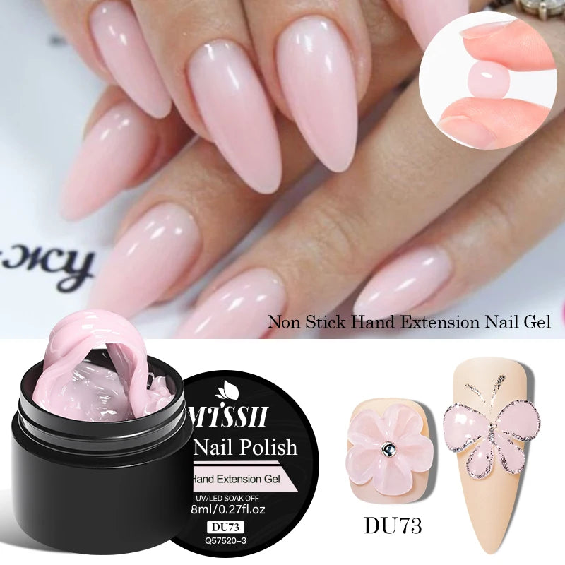 8ml Clear Non Stick Hand Solid Extension Nail Gel Polish Carving Flower Nail Art Building UV Gel Acrylic Varnish Manicure DIY