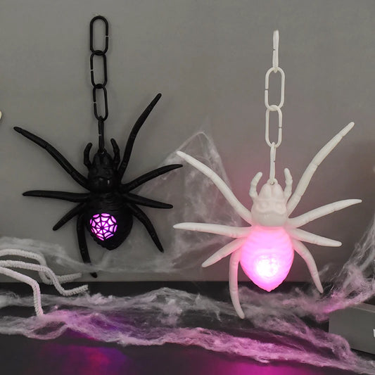 Halloween Glowing Spider LED Night Light Outdoor Door Wall Garden Home Hanging Decor Halloween Haunted House Props Decoration