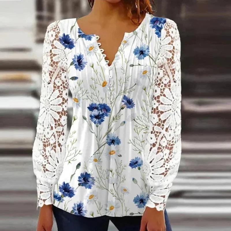 Shirts for Women Clothes Vintage Y2k Tops Spring Fashion T-shirts Casual Elegant Lace Autumn Women Clothing Spring Streetwear