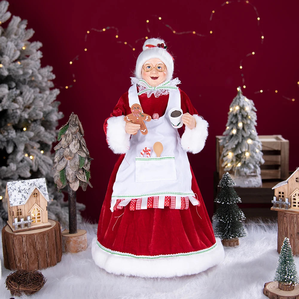 Santa Claus Granny Doll 50cm Standing Santa Claus Ornament Christmas Scene Doll Decoration 2024 Christmas Gift For Children