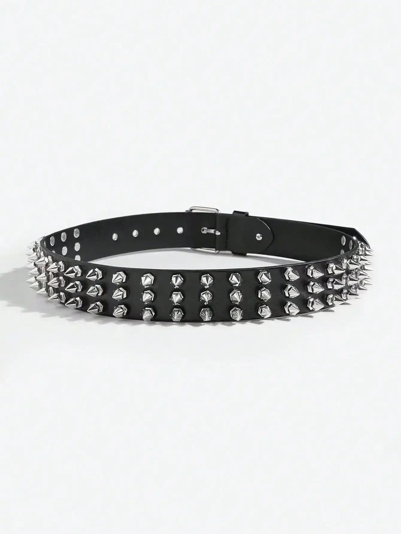 1pc Women's Cool Punk Style Rivets Decorated Heavy Metal Dark Belt