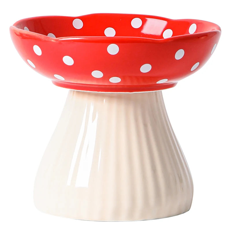 Ceramic Cat Bowl Creative Cute Mushroom Shape Puppy Dog Feeder Pet Feeding And Water Eatting Bowl Drinker Porcelain Pet Supplies