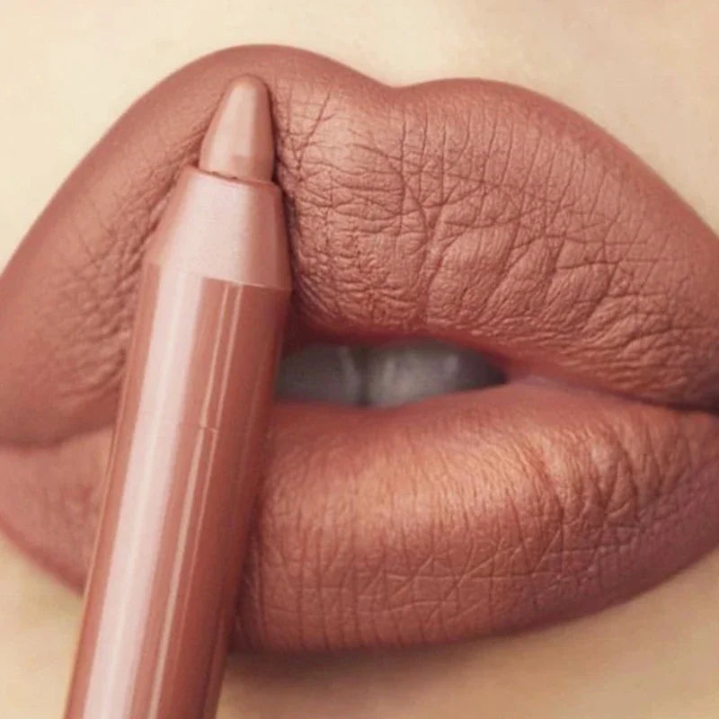 Nude Brown Lipliner Pencil 12 Colors Lip Makeup Lipstick Pen Waterproof Long Lasting Non-stick Cup Matte Nude Lipliner Cosmetics