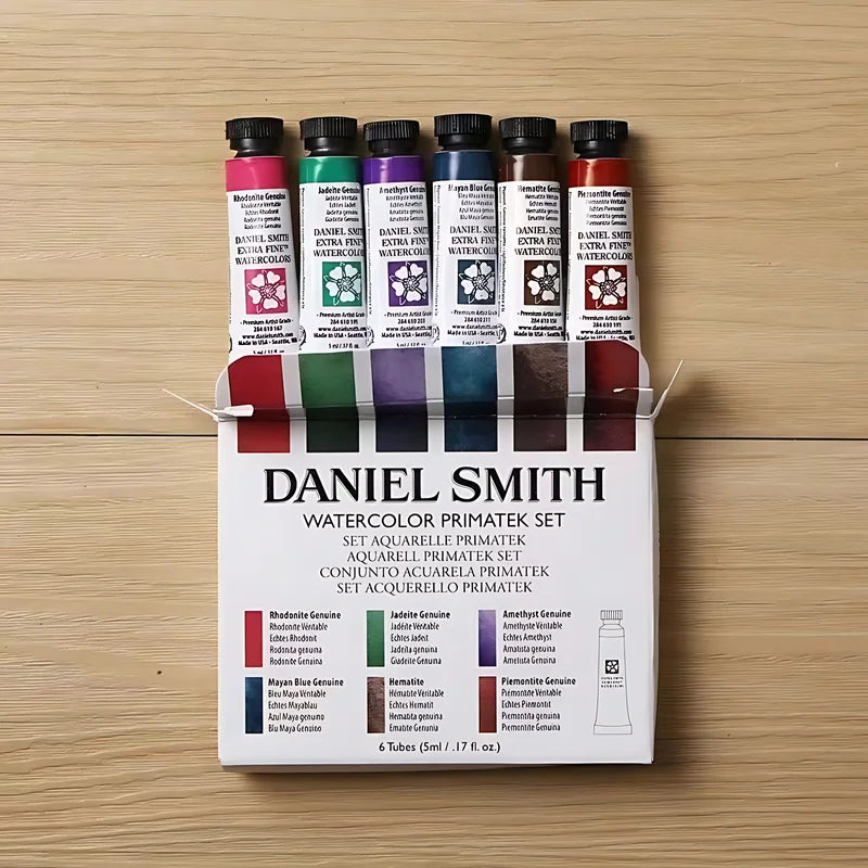 Daniel Smith Professional Artists 6 Colors 5ml Watercolor Pigments Mineral Colors Essentials Starter Acuarelas Brush Set