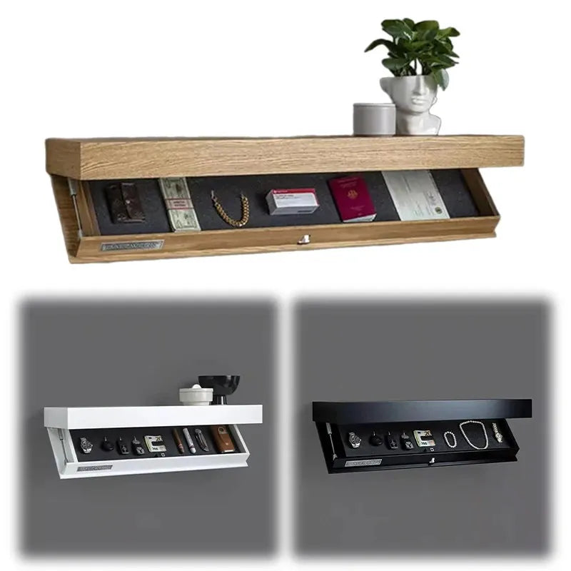 Hidden Shelf With Secret Compartment Floating Wall Shelves Wood Furniture Storage Magic Flap Concealed For Tv Remote Controller