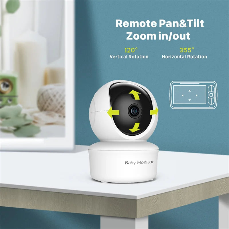 Babystar 5inch Video Baby Monitor with Remote Pan-Tilt-Zoom Camera and Audio.Two Way Talk VOX Mode Lullabies BabyPhone