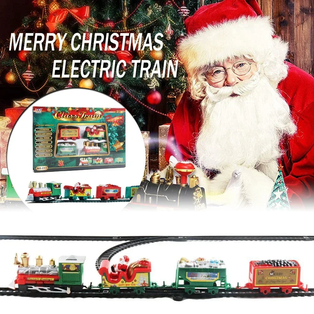 Christmas Electric Train Toy Set Xmas Tree Decoration Train Track DIY Railway Tracks Educational Toys for Kids Party Xmas Gifts