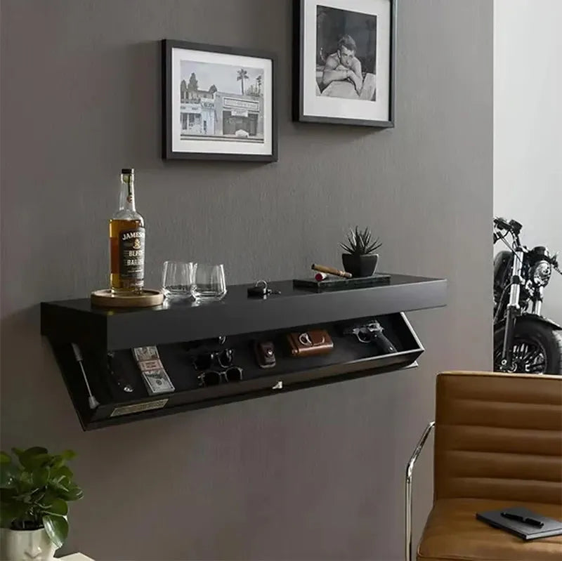 Hidden Shelf With Secret Compartment Floating Wall Shelves Wood Furniture Storage Magic Flap Concealed For Tv Remote Controller