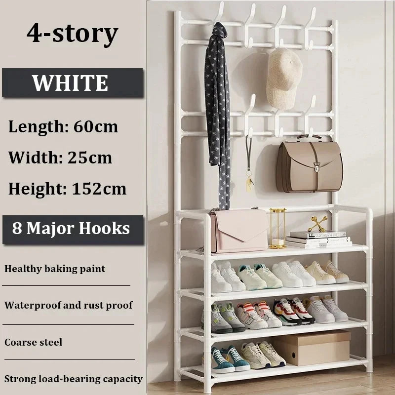 DIY Multi-Layer Shoe Rack Coat Rack Storage Doorway Shoe Shelf Clothes Hanger Clothing Drying Home Dorm Balcony Hall Furniture