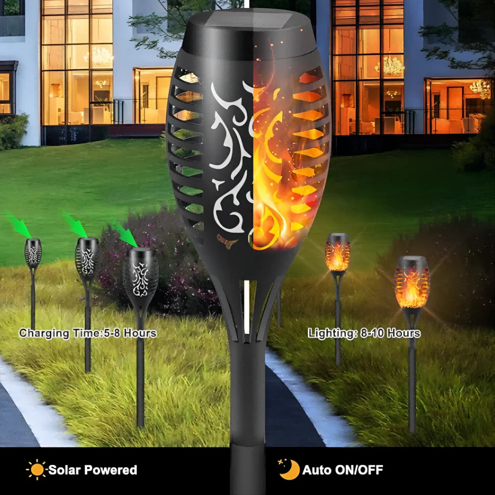 Solar Flame lamp outdoor Torch Flickering Light Waterproof Garden Decoration Outdoor Lawn Tiki Led Path Yard Patio Floor Lamp