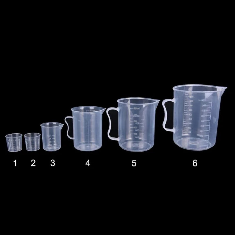 6Pcs/set Clear Plastic Graduated Measuring Cup for Baking Beaker Liquid Measure Jug Cup Container