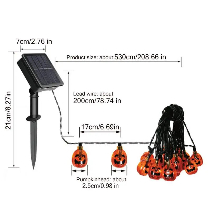 Halloween Decoration Lights Outdoor Waterproof Solar SmileyPumpkin Plug-in Horror Atmosphere Props LED Orange Yard Lights