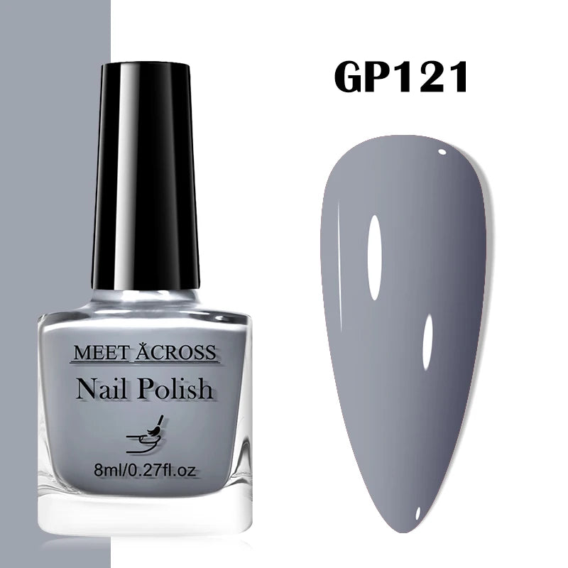 MEET ACROSS 8ml Pink White Nude Water-Based Peel Off Nail Polish Glass Bottle Nail Art Polish DIY Design No Need Lamp