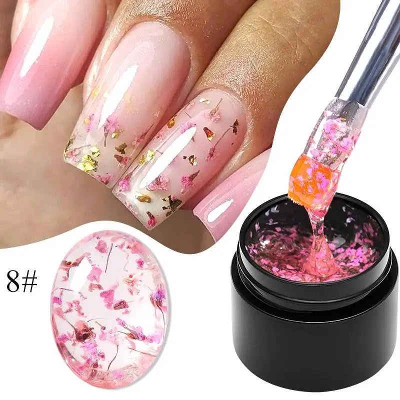 8ml Clear Non Stick Hand Solid Extension Nail Gel Polish Carving Flower Nail Art Building UV Gel Acrylic Varnish Manicure DIY