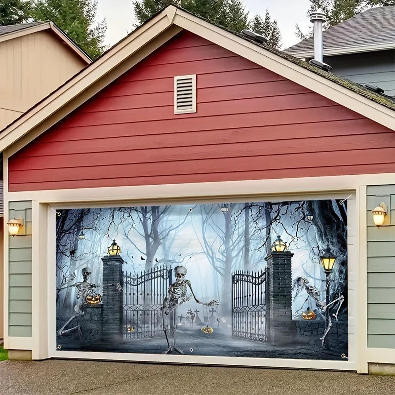 Halloween Horror Garage door banners, large outdoor decorations, party backgrounds and holiday celebration Halloween decorations