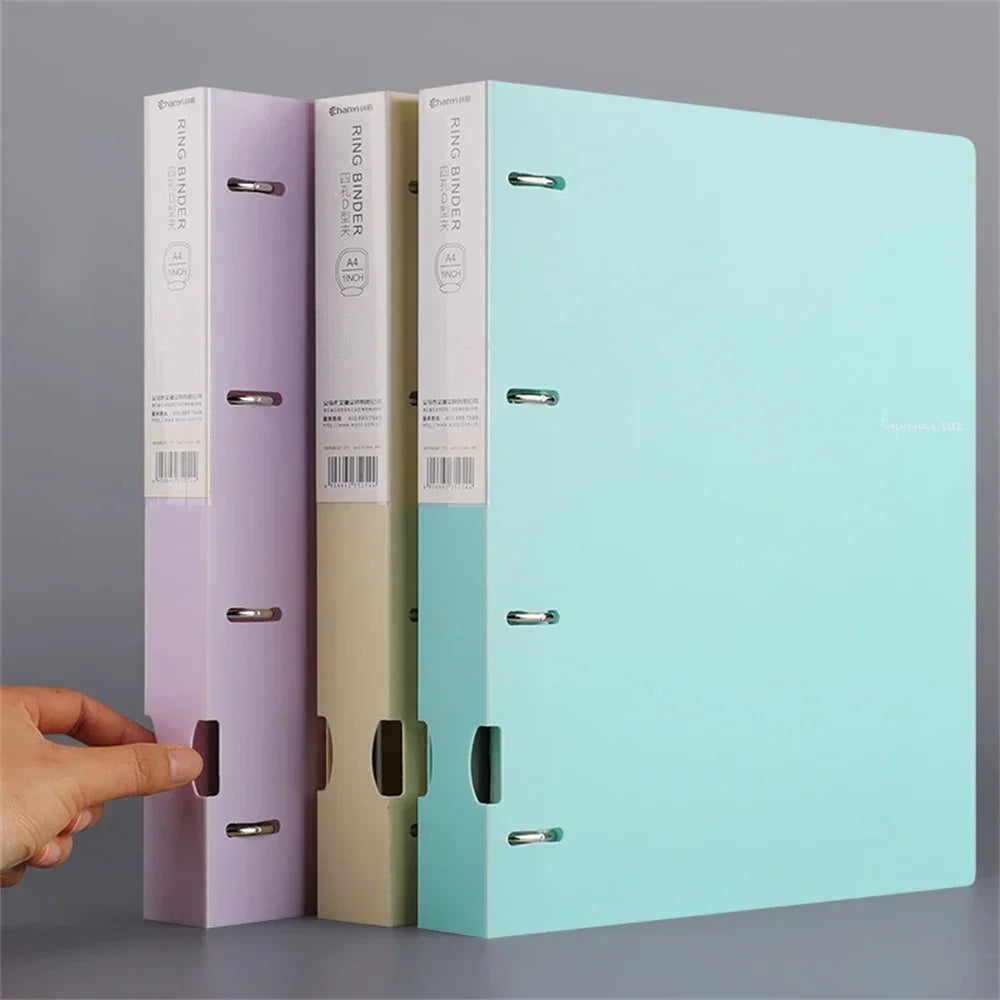 New A4 File Display Book 4 Hole Binder Folders Morandi Color Waterproof Document Ring Binder Folder Office School Supplies