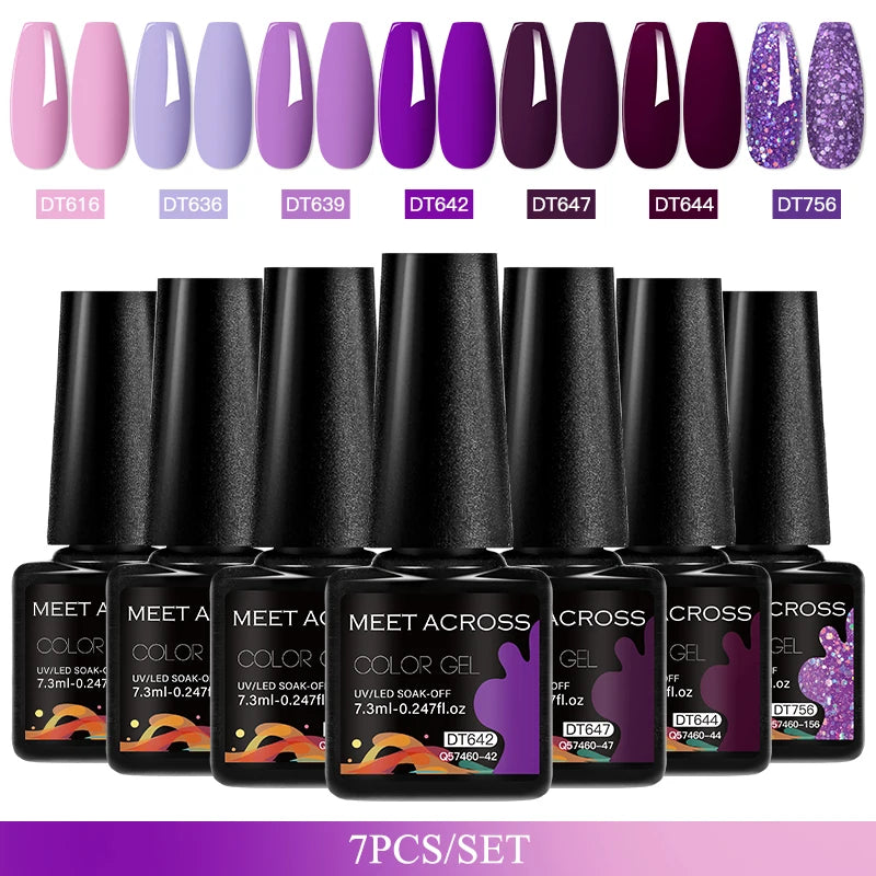 7pcs Gel Nail Polish Set For All Season 7.3ml Semi Permanent UV Gel Varnish Long Lasting Manicure Kit Soak Off Nail Supplies DIY