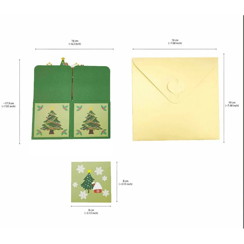 3D Pop Up Christmas Cards, Xmas Gift Greeting Cards for Your Friends, Children and Family, Included Blank Notecard & Envelope
