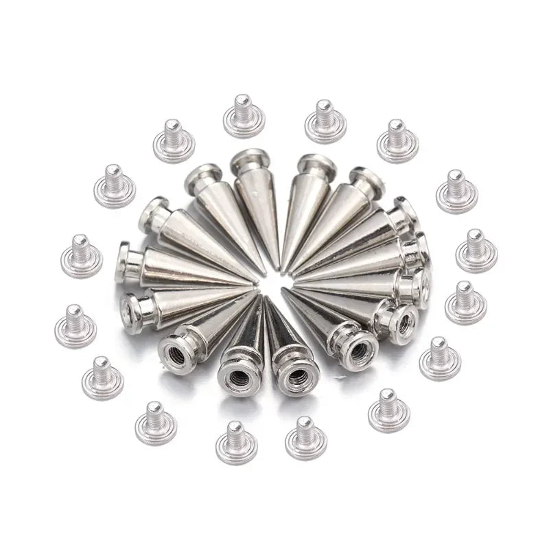 10-100Pcs Round Cone Spikes Metal Tree Spike Screwback Studs DIY Handcraft Cool Punk Garment Rivets Decoration for Clothes Shoes