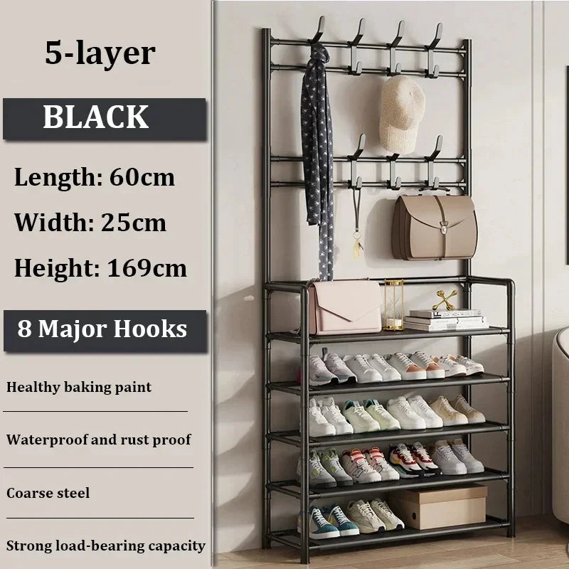 DIY Multi-Layer Shoe Rack Coat Rack Storage Doorway Shoe Shelf Clothes Hanger Clothing Drying Home Dorm Balcony Hall Furniture