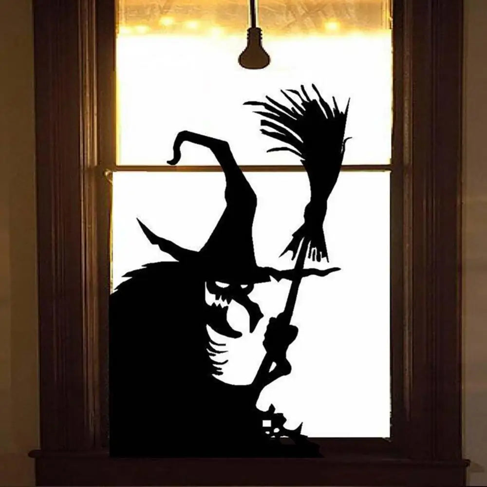 1~8PCS Halloween Giant Ghost Shadow Window Sticker Witch Death Bat Skeleton Helloween Party Decor Electrostatic Sticker Window