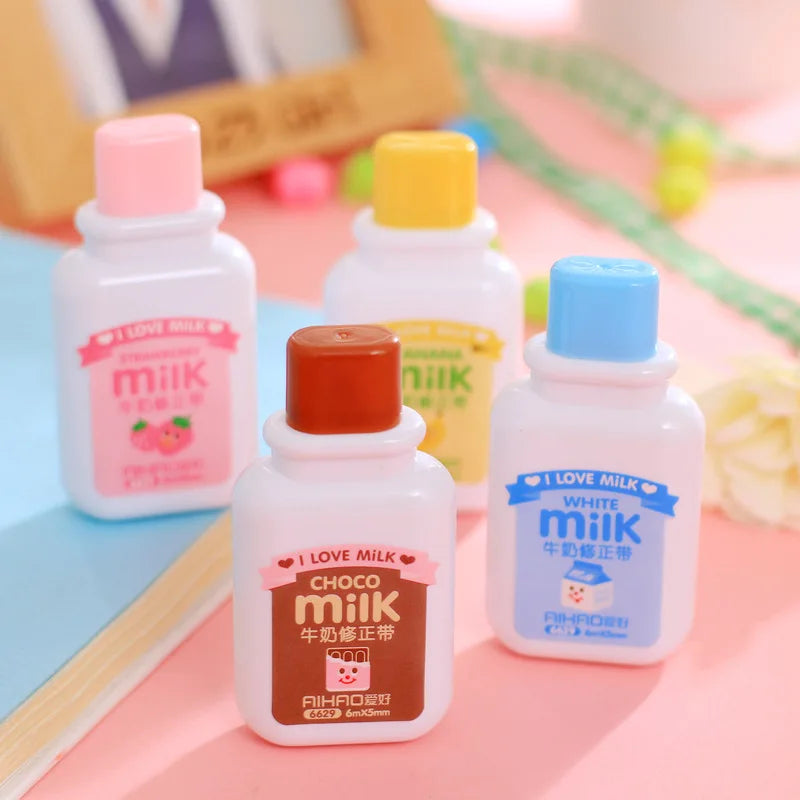 4 pcs/lot Novelty Milk Bottle Kawaii White Out Corrector Practical Correction Tape Diary Stationery School Supply