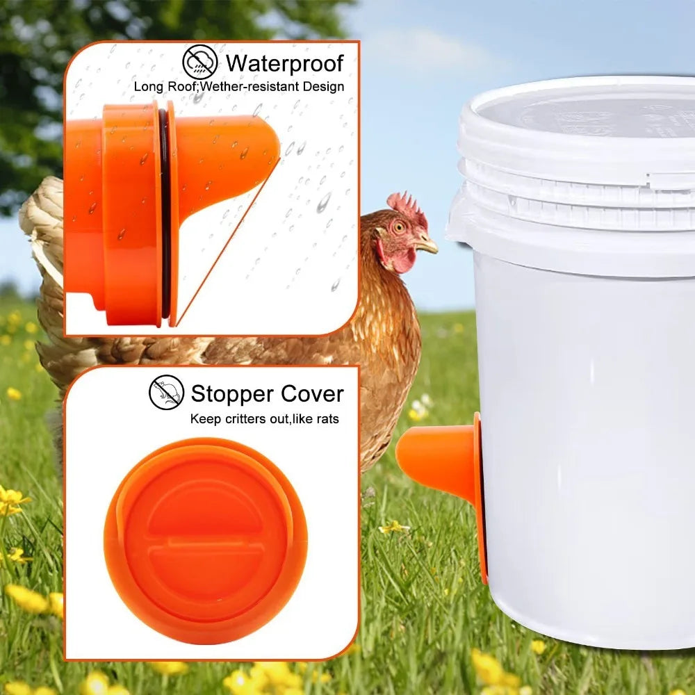 Automatic Gravity Chicken Feeder DIY Rainproof Poultry Feeder Port Reduce Spillage Food Farm Chicken Duck Food Controller tools