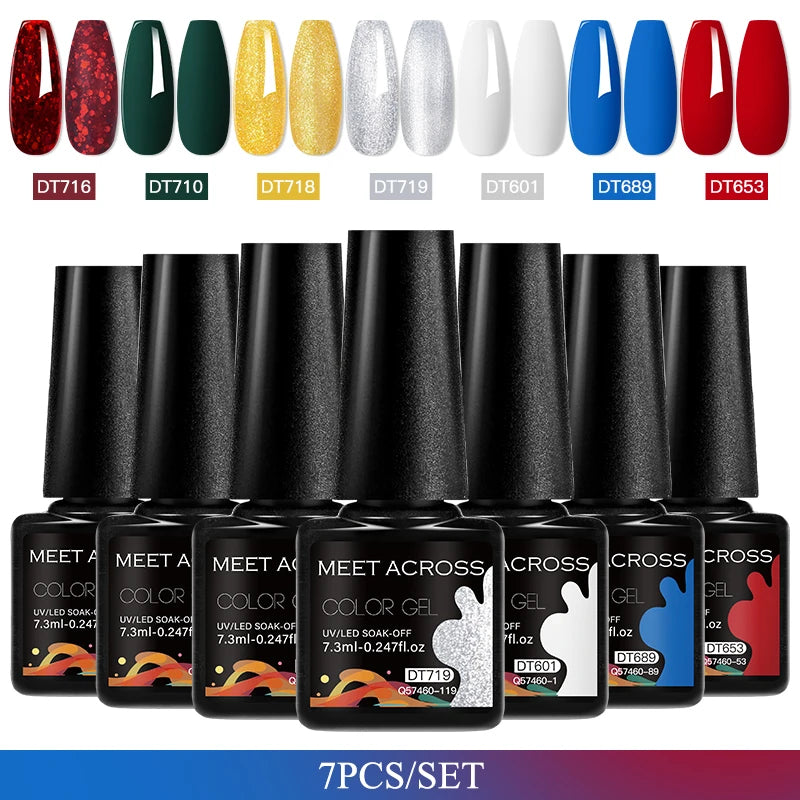 7pcs Gel Nail Polish Set For All Season 7.3ml Semi Permanent UV Gel Varnish Long Lasting Manicure Kit Soak Off Nail Supplies DIY