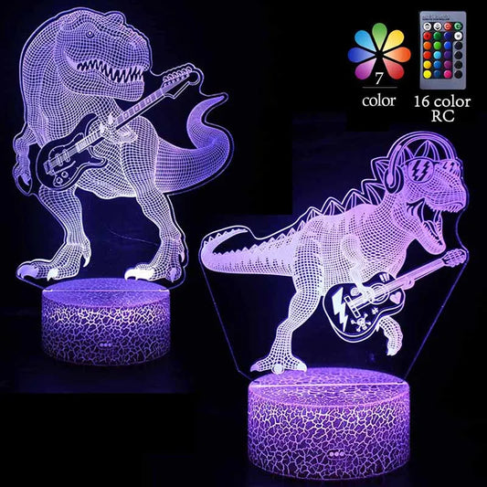 Jurassic Dinosaur 3D LED Lamps Tyrannosaurus 7/16 Colors Table Lamp for Bar Party Decoration Night Lights Children's Gifts Toys