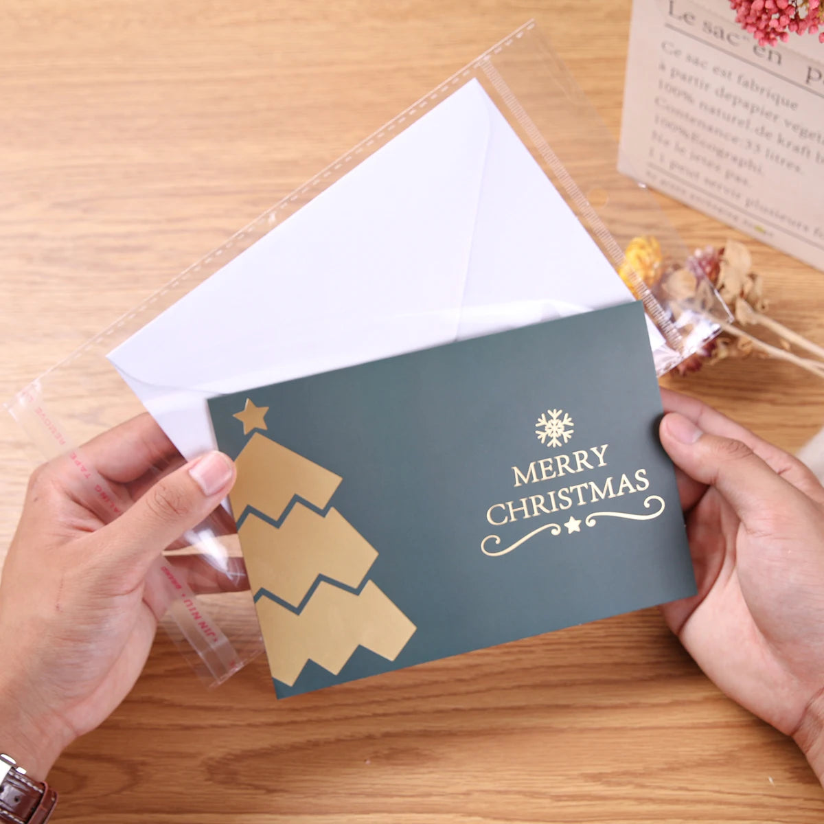 6 Pcs Christmas Greeting Cards with Envelopes Different Designs Gilding Printing