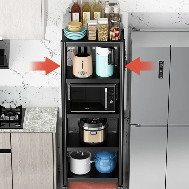 3/4/5 Tiers Trolley Rack Floor-to-ceiling Multi-layer Home Bedroom Mobile Kitchen Multi-functional Storage Storage Rack Pulley