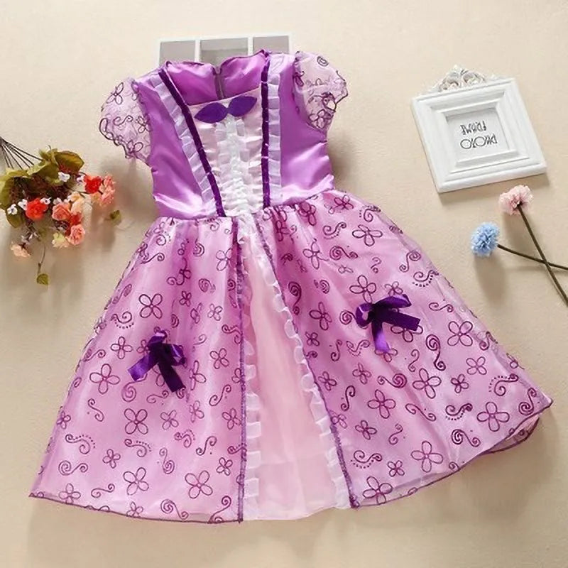 Girls Princess Dress Kids Cinderella Snow White Aurora Sofia Rapunzel Cinderella Halloween Costume Children Birthday Party Dress