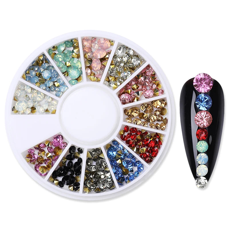 Glitter Rhinestone Nail Parts 3D Nail Art Crystal Gems Jewelry Beads Nail Charms Manicure Decorations Accessories Nail Supplies