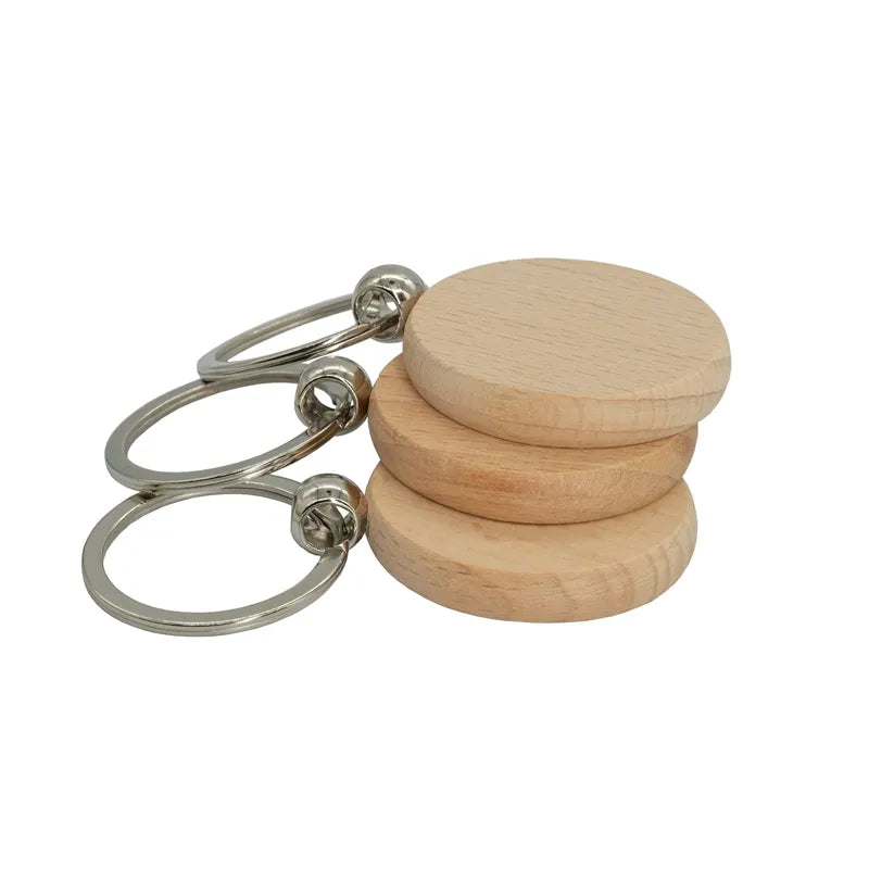 20Pcs Round Wooden Keychain Blank Bulk Wholesale Wood Key Chains Ring