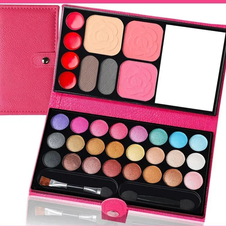 33 Colors Eye Shadow Powder Blush Lipstick Lasting Cosmetics Makeup Set with Mirror For Beginner Kids Travel Portable Palette