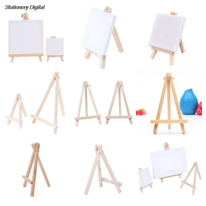 1Set Wooden Mini Blank Canvas For Painting Artist Stationery Kid Gift For Painting Acrylic Paint With Quality Easel Art Supplies