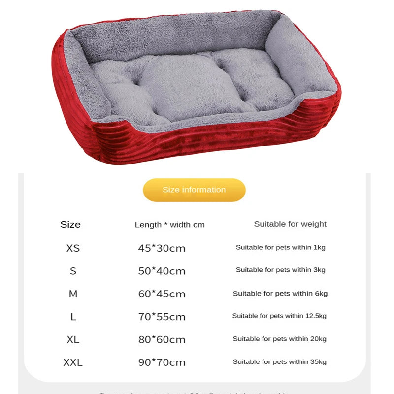 Bed for Dog Cat Pet Soft Square Plush Kennel Animals Accessories Dogs Basket Sofa Bed Larger Medium Puppy Pet Products Mattress