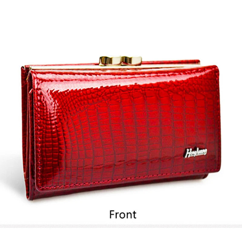 Genuine Leather Wallets for Women Luxury Designer Wallet Ladies Purses Shiny 2022 Fashion Handbag Female Serpentine Clutch Bag