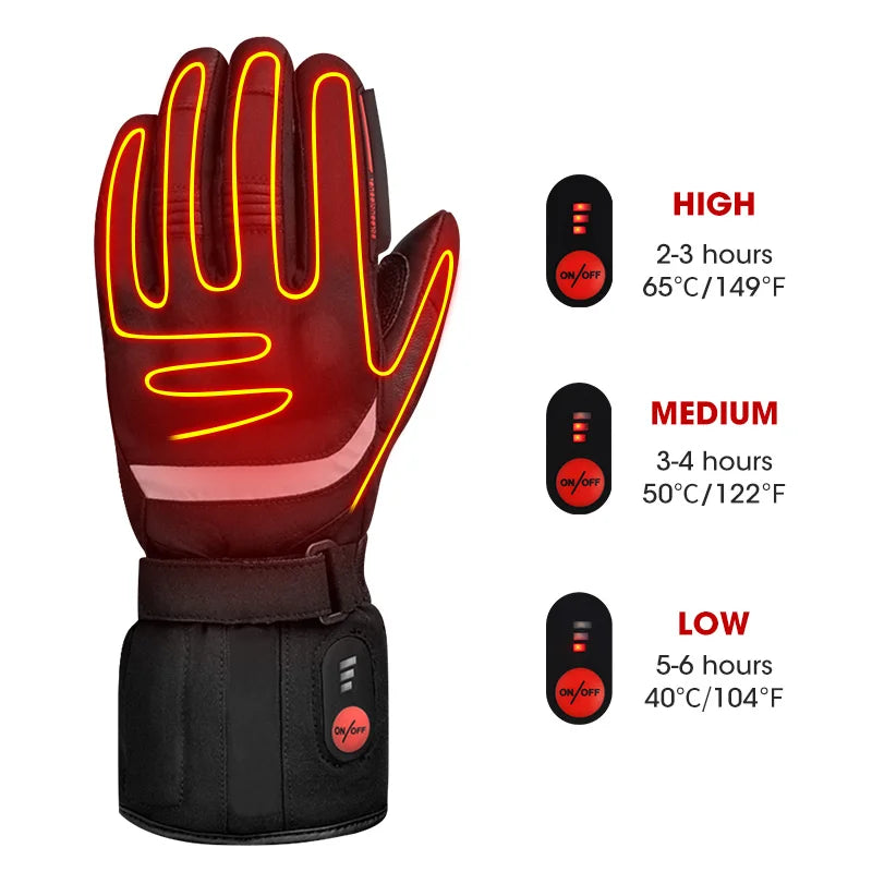 DAY WOLF Motorcycle Heated Gloves Winter Gloves Windproof Waterproof Cycling Equipment Touch Screen Heating Rechargeable