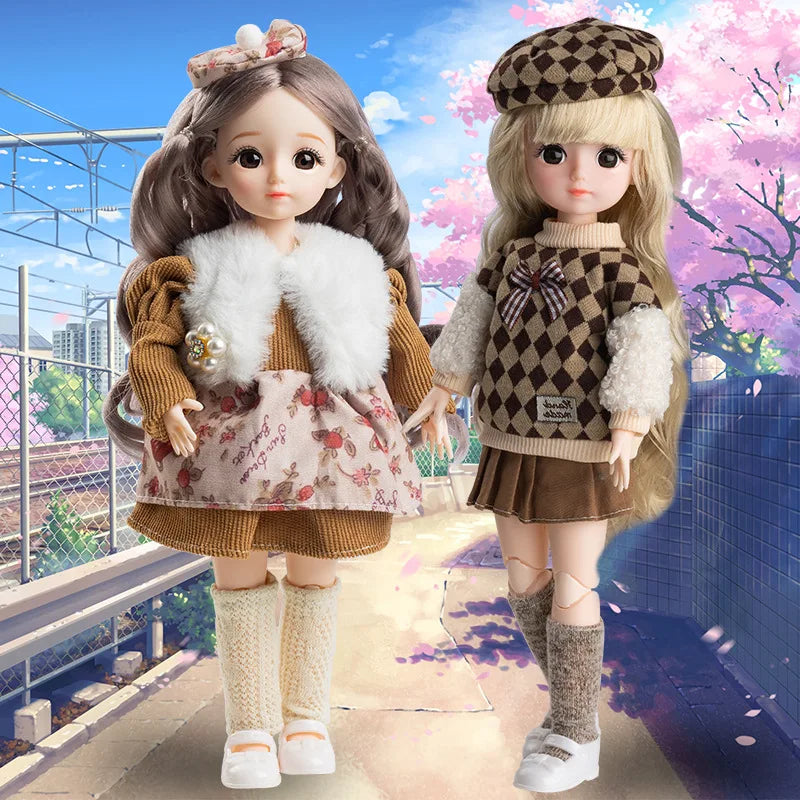 30cm Kawaii 1/6 BJD Doll 13 Joints Movable Girl Princess Doll Clothes Dress Up Accessories Simulation Toy for Kids Children Gift