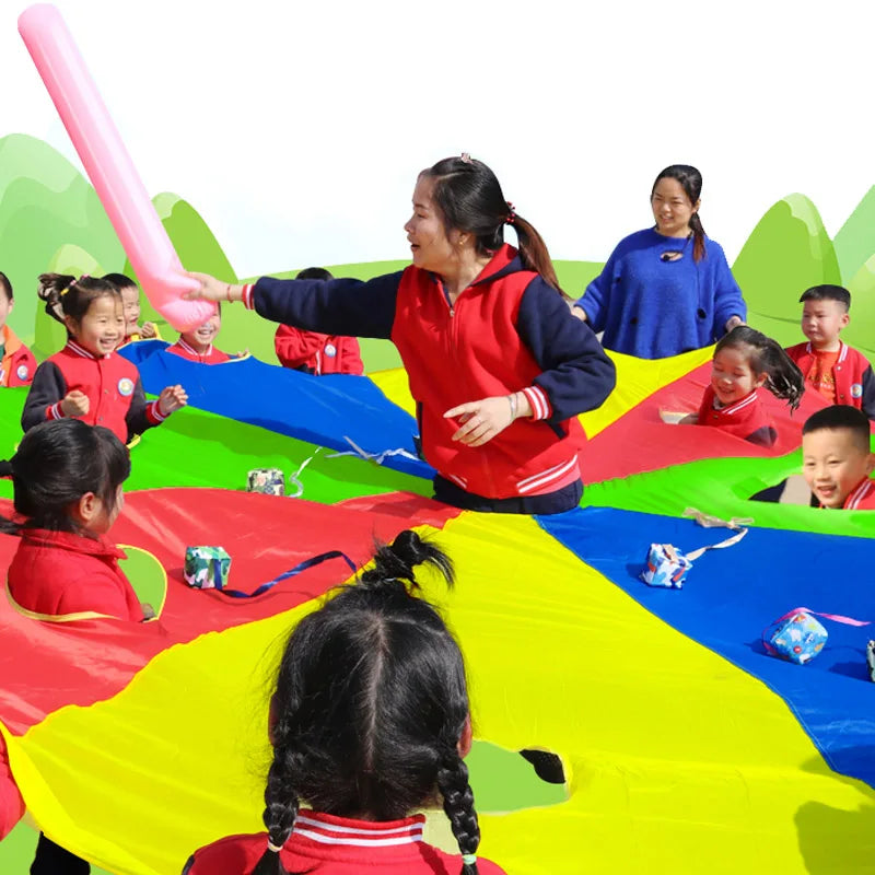 2M 3M Fun Play Rainbow Parachute For Kids Tent Cooperative Games Outdoor Toys For Children Team Building Exercise Activities