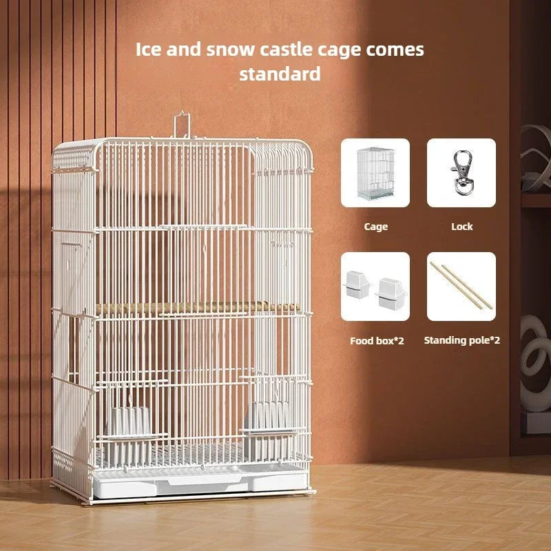 Parrot Bird Cage Tiger Skin Luxury Home Heightening Large Villa Full Set Home Large Space Ornamental Cage Birds Cage Accessories