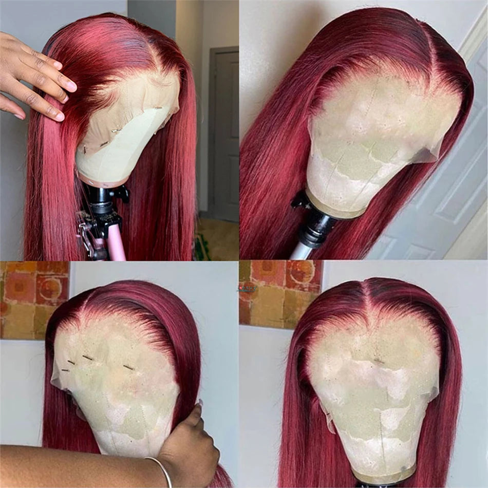 Red Wig 99J Burgundy 13X6 Hd Lace Frontal Human Hair Wig 13X4 Straight Lace Front Wigs Human Hair Red Lace Front Human Hair Wigs