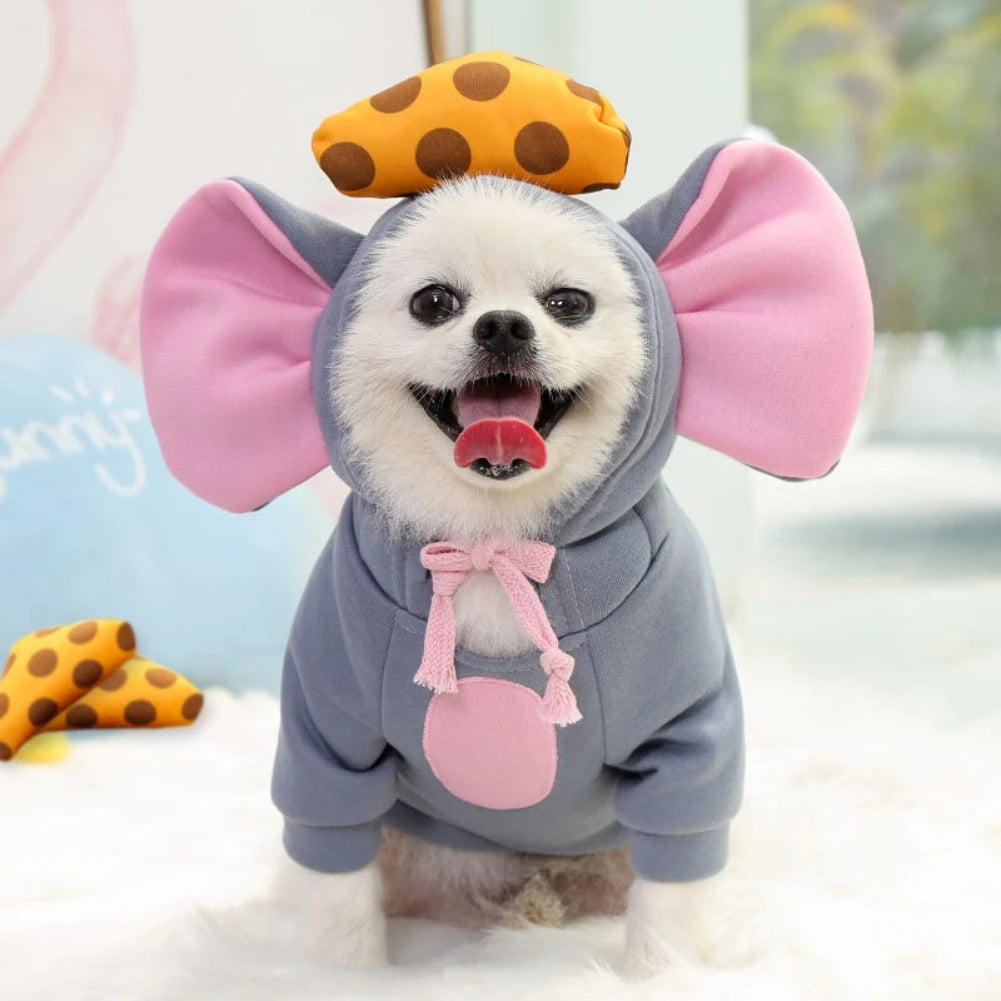 Winter Dog Clothes Funny Big Ear Mice Pet Costume Warm Coat For Small Dogs Clothing Mouse Puppy Jacket Chihuahua Pug Sweater