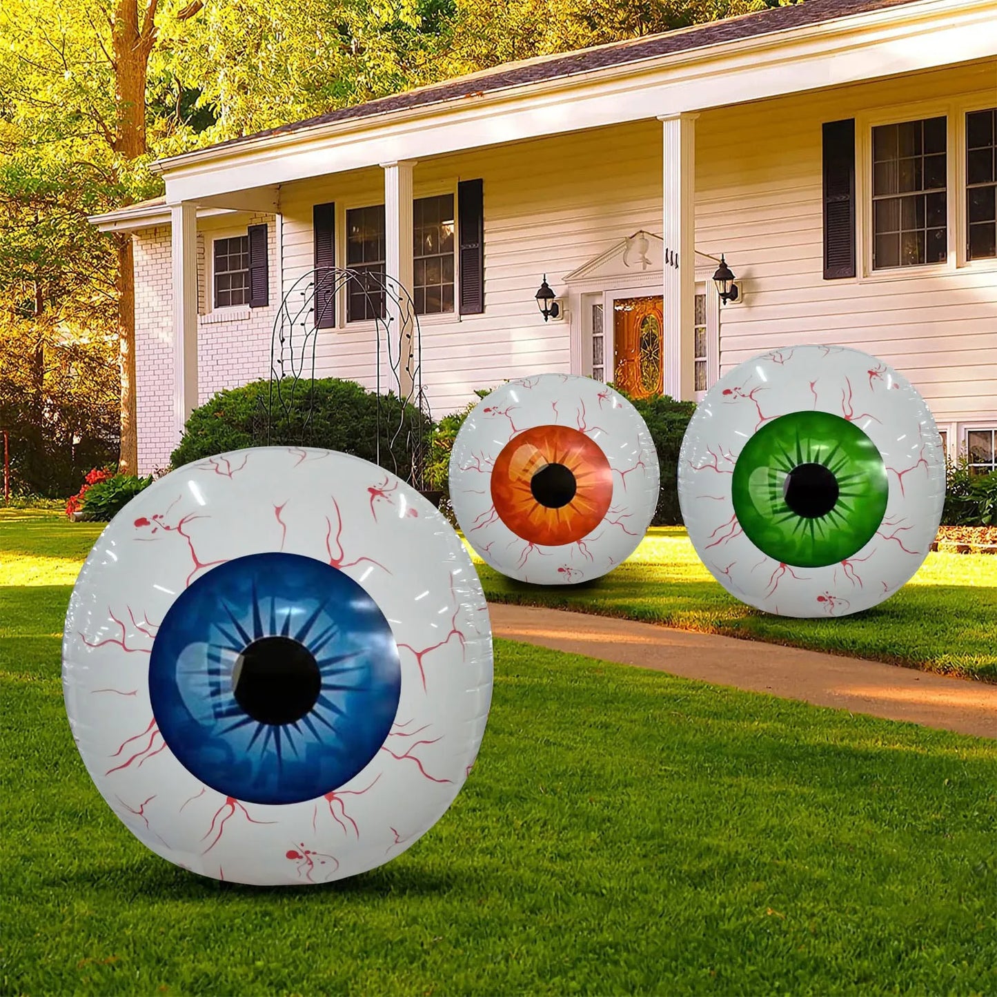 22inch Halloween Inflatables Eyeball Decorations Bloodshot Eyeballs Indoor Outdoor Garden Halloween Decors Party Supplies