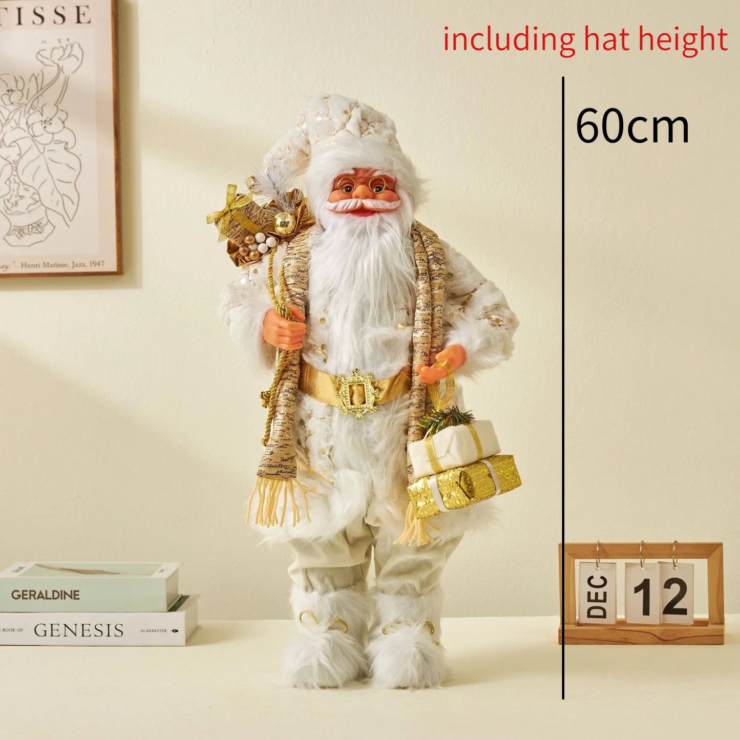60cm Large Santa Claus Merry Christmas Decorations for Home Happy New Year 2023 Fabric Knitting Clothes Doll Window Decor