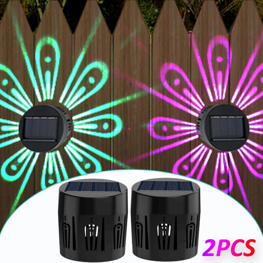 Garden Solar Fence Light LED Outdoor Decorative ABS Shadow Wall Lamp IP65 Waterproof RGB Colorful LED Lights for Wall Courtyard