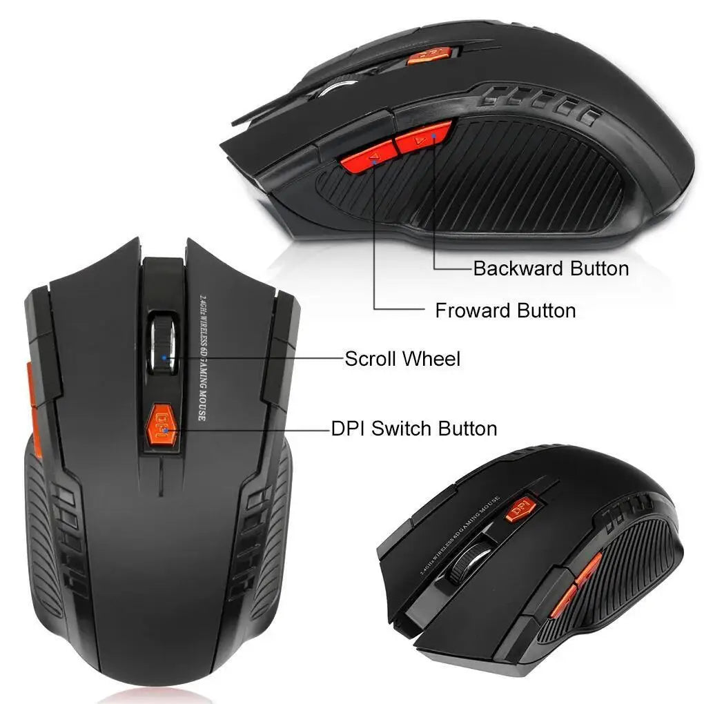 2.4G Wireless Mouse 1600DPI Optical Mouse Gamer for Computer 6 Buttons Wireless Mice with USB Receiver for PC Laptop Accessories