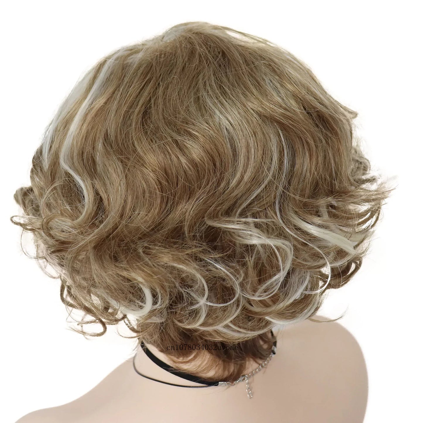 Synthetic Natural Mix Blonde Wig Short Curly Hair for Women Daily Use Layered Wig with Bangs Cancer Patient Wigs Gift Outfits